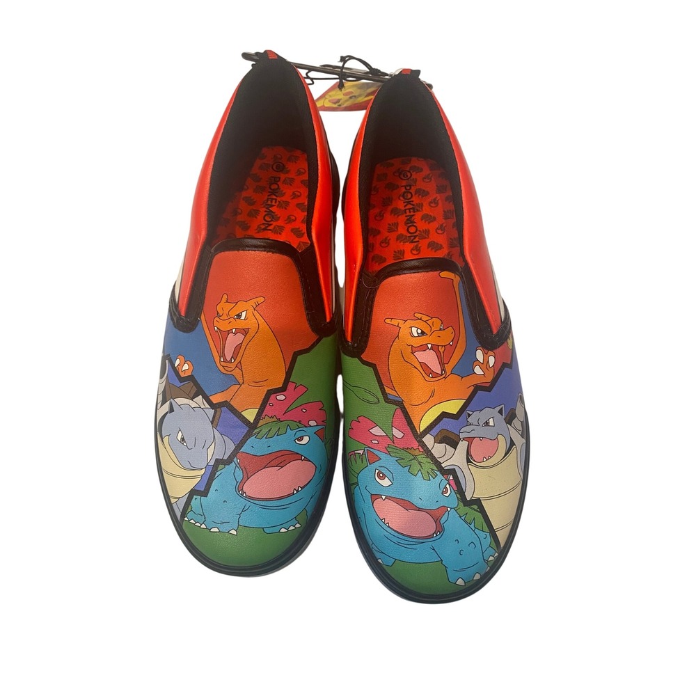 Pokemon Ground Up Boys Slip On Sneakers Charizard Blastoise Venusaur Size 6 NEW